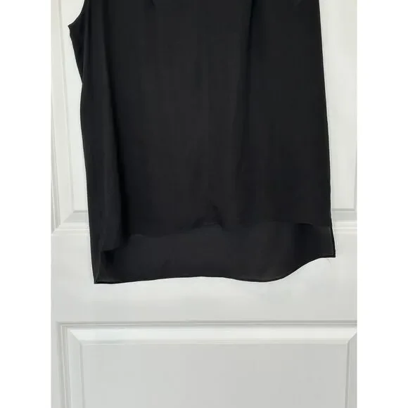 Tahari Split Neck Sleeveless Black Blouse Size Small - Picture 4 of 7